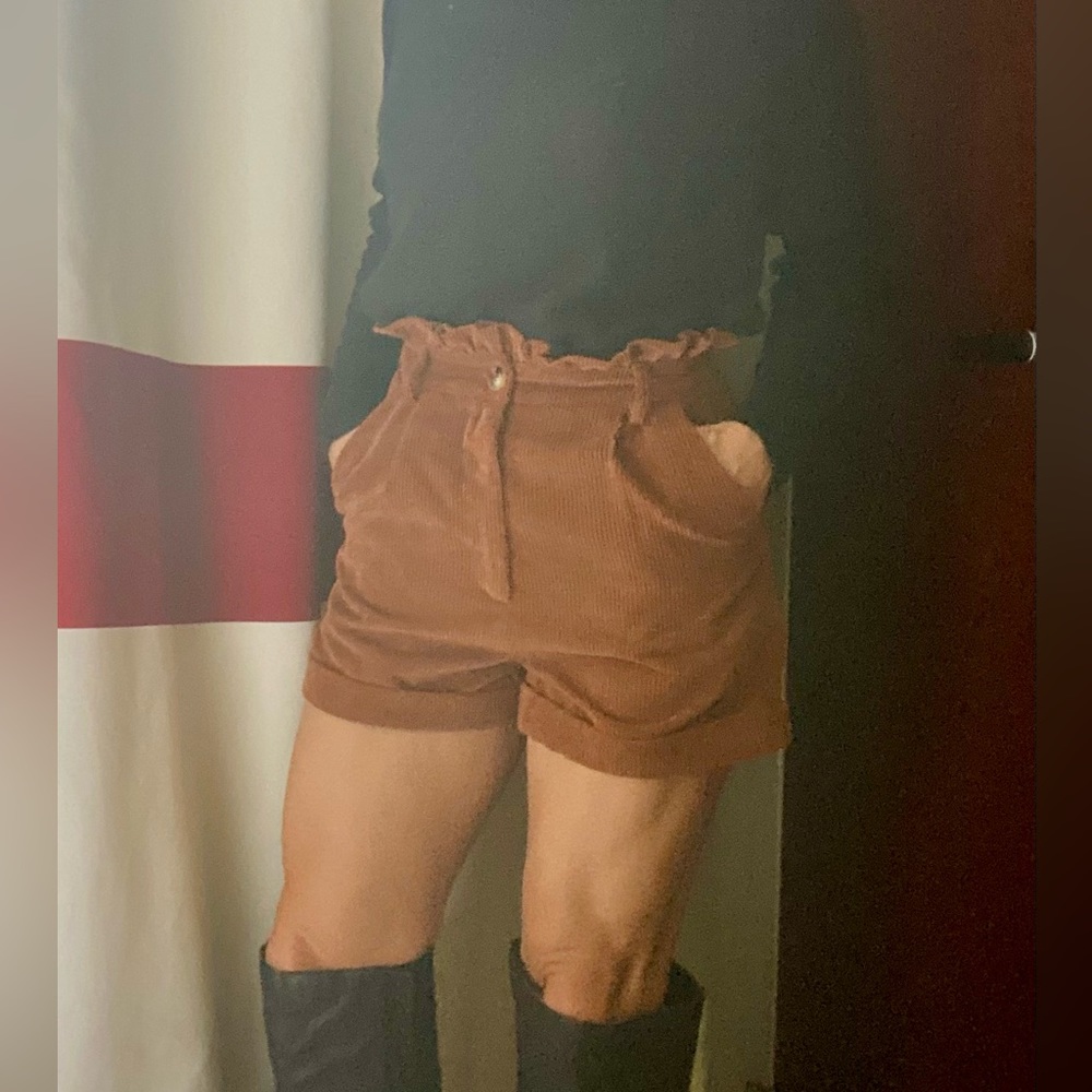 SHEIN corduroy ruffle top shorts
